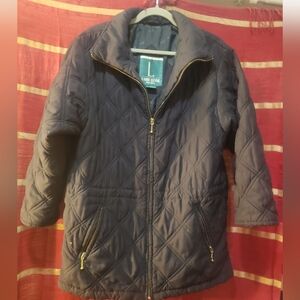 Vintage Larry Lavine Faded Black Quilted Jacket, Gold Zips Lined Warm GUC Mens L